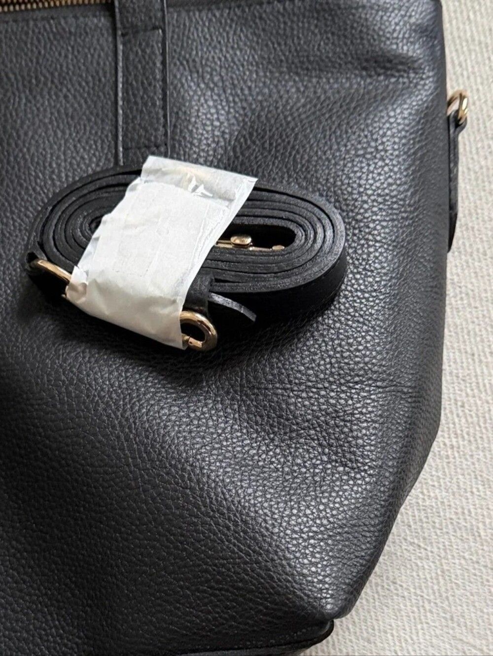 NWOT Cuyana Classic Pebbled Leather Zipper Tote Bag Black - Picture 2 of 15